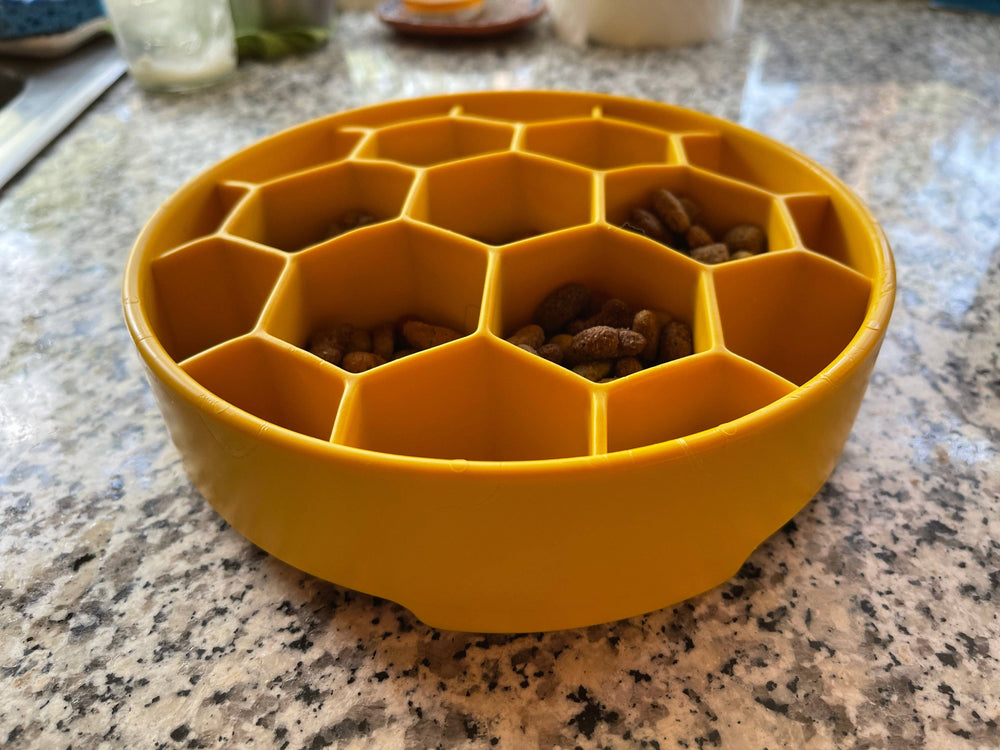 SodaPup Honeycomb geltonas lėto valgymo dubenėlis šunims