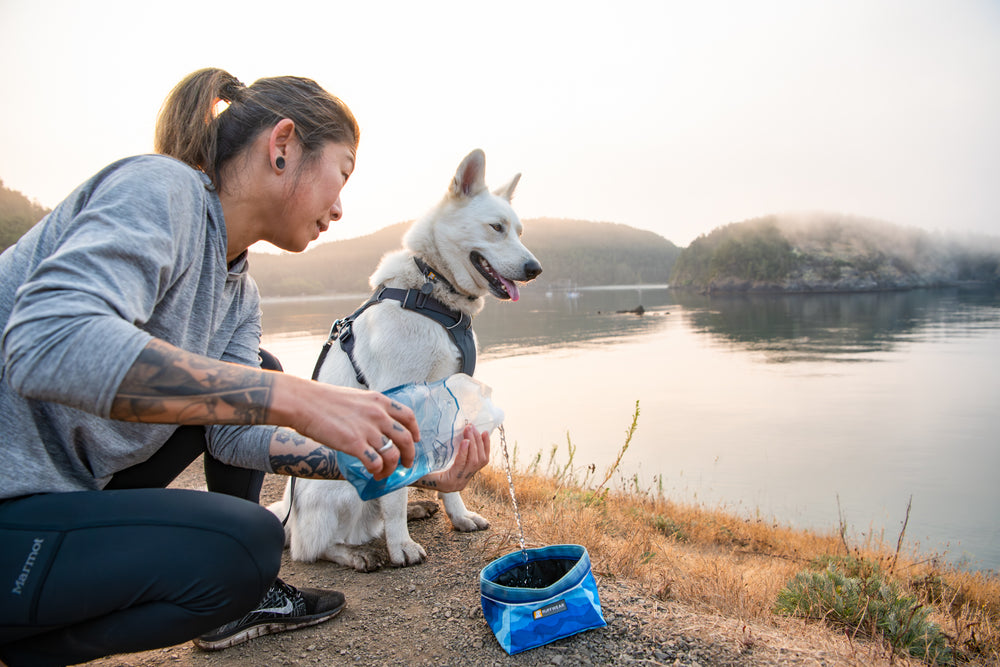 Ruffwear Quencher sulankstomas dubenėlis šunims naudojamas lauke