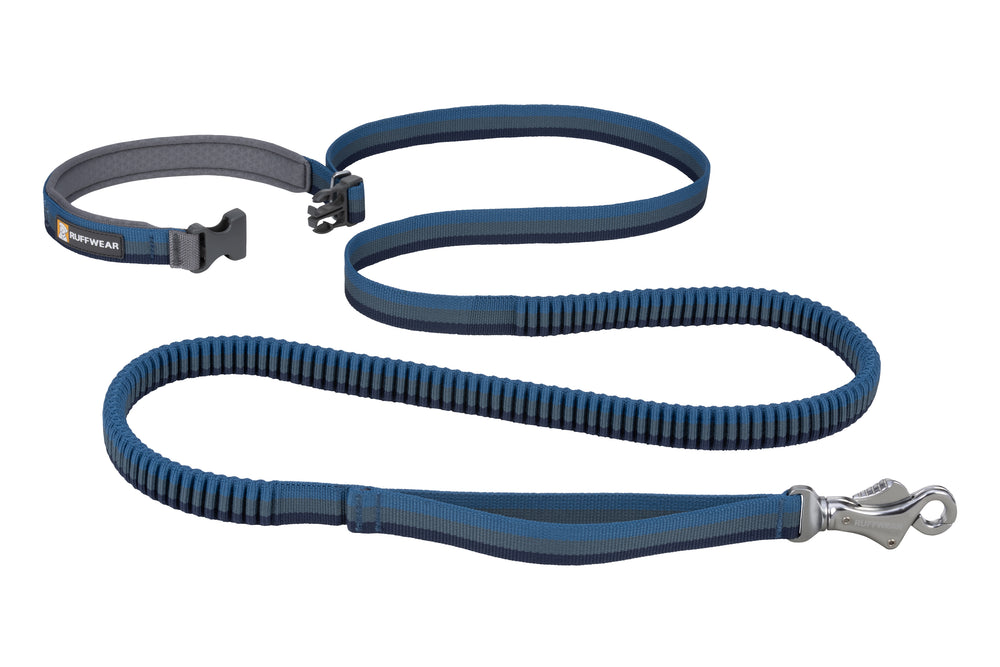Ruffwear Roamer mėlynas tamprus pavadėlis šunims – pilnas vaizdas