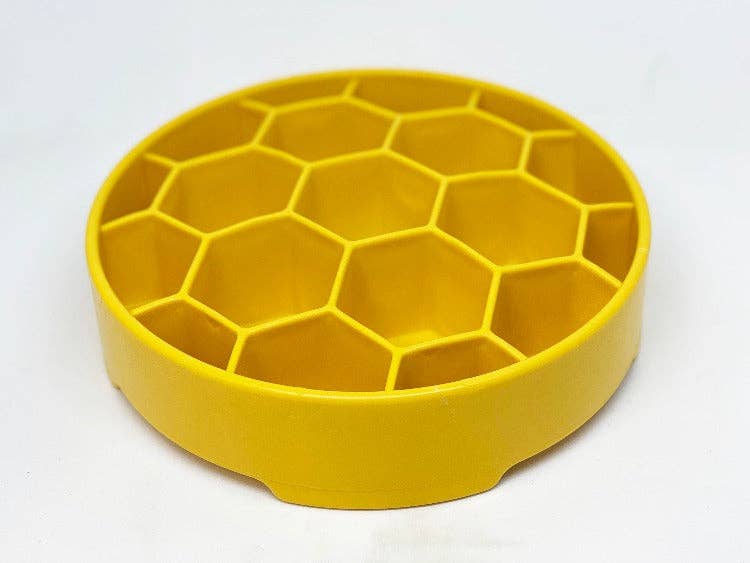 SodaPup Honeycomb geltonas lėto valgymo dubenėlis šunims