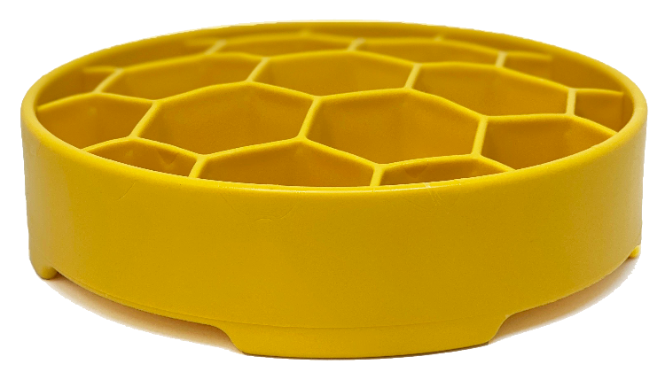 SodaPup Honeycomb geltonas lėto valgymo dubenėlis šunims